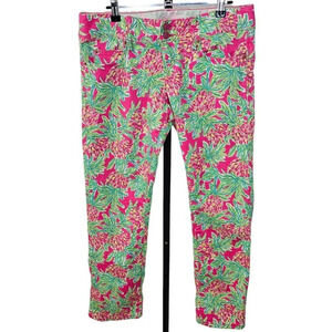 Lilly Pulitzer Womens Worth Straight Jeans Spike The Punch Orchid Pineapple Sz 6